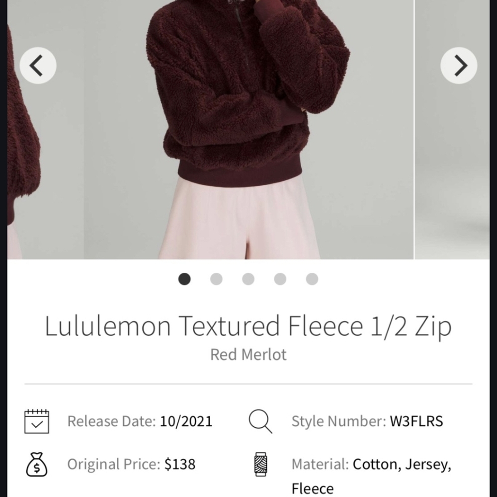 Lululemon Textured Fleece 1/2 Zip Red Merlot - Picture 7 of 7